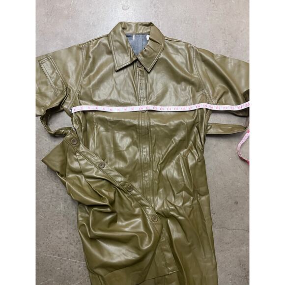 The Frankie Shop - Zoeyy Faux Leather Wrap Dress /Green /M - Picture 4 of 7